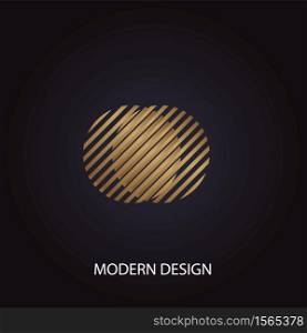 Geometric abstract golden circles modern luxury design on black background