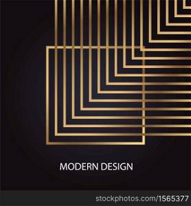 Geometric abstract golden squares modern luxury design on dark background