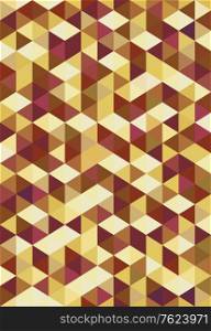 Geometric abstract pattern of triangles in shades of beige and brown arranged to give a feeling of dimensional perspective and depth of field. Geometric abstract pattern of triangles