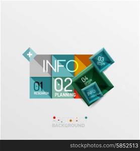 Geometric abstract shape infographic layouts, colorful buttons with text