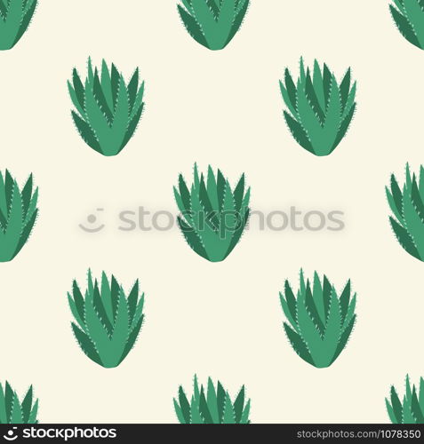 Geometric aloe cactus seamless pattern. Cacti doodle vector illustration. Backdrop for printing, textile, fabric, interior, wrapping paper. Geometric aloe cactus seamless pattern. Cacti doodle vector illustration.