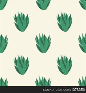 Geometric aloe cactus seamless pattern. Cacti doodle vector illustration. Backdrop for printing, textile, fabric, interior, wrapping paper. Geometric aloe cactus seamless pattern. Cacti doodle vector illustration.