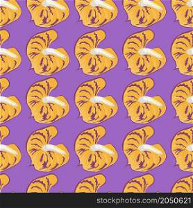 Geometric anthurium flowers seamless pattern on purple background. Trendy exotic hawaiian plants backdrop. Tropical botanical wallpaper. Design for fabric , textile print, surface, wrapping, cover.. Geometric anthurium flowers seamless pattern on purple background.