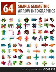 Geometric arrow infographics, mega collection. Geometric arrow infographics, mega collection of abstract templates