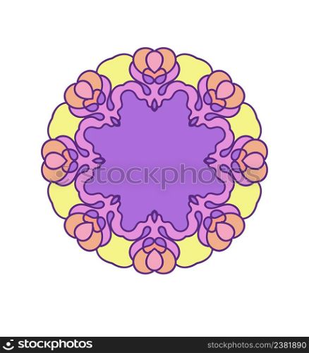 Geometric art circle element. Arabic, Indian and Chinese motifs. Violet circle mandala