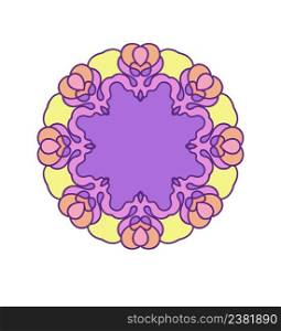 Geometric art circle element. Arabic, Indian and Chinese motifs. Violet circle mandala