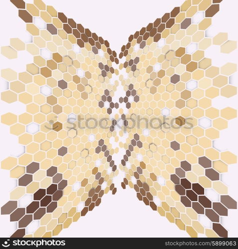 Geometric background, abstract hexagonal retro pattern vector