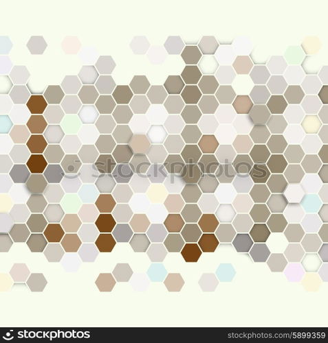 Geometric background, abstract hexagonal retro pattern vector