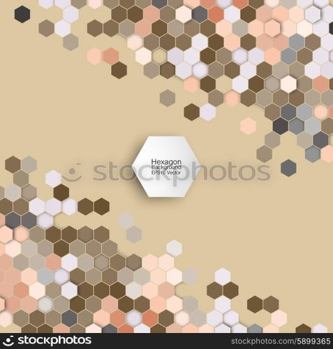 Geometric background, abstract hexagonal retro pattern vector