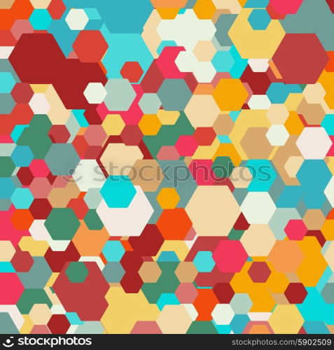 Geometric background, abstract hexagonal retro pattern vector