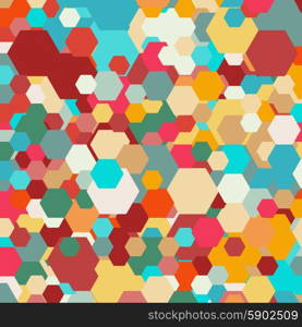 Geometric background, abstract hexagonal retro pattern vector