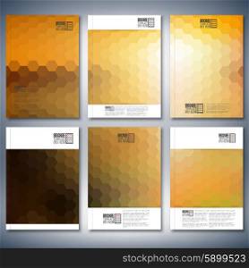 Geometric backgrounds, abstract hexagonal patterns. Brochure, flyer or report for business, templates vector.