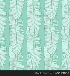 Geometric banana leaf seamless pattern on green background. Jungle exotic plant wallpaper. Trendy Design for fabric, textile print, wrapping paper, fashion, interior, cover. Vector illustration. Geometric banana leaf seamless pattern on green background. Jungle exotic plant wallpaper.