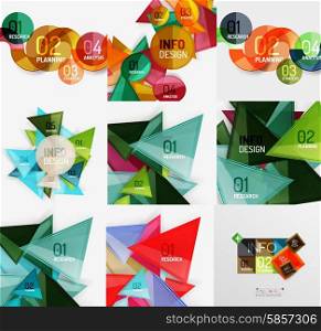 Geometric banners, templates and layouts. Paper graphics. Mega collection Modern compositions