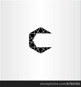 geometric black c letter icon vector symbol