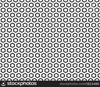 Geometric black hexagon on a white background, seamless pattern