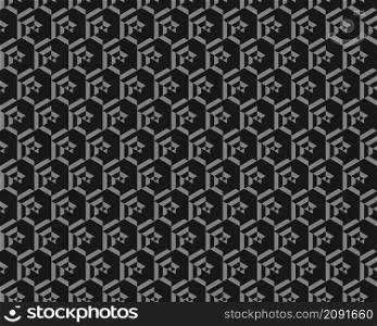 Geometric black hexagons, seamless pattern