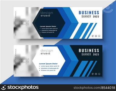 geometric blue business banners set with image space