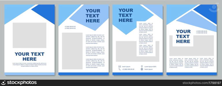 Geometric blue informational brochure template. Flyer, booklet, leaflet print, cover design with copy space. Your text here. Vector layouts for magazines, annual reports, advertising posters. Geometric blue informational brochure template