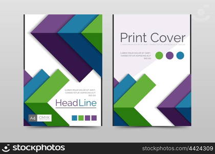 Geometric brochure front page, business annual report cover vector template, A4 size poster