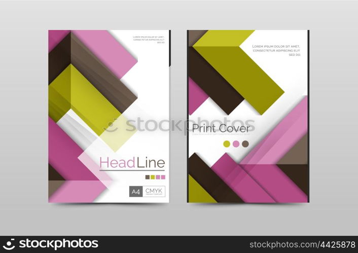 Geometric brochure front page, business annual report cover vector template, A4 size poster