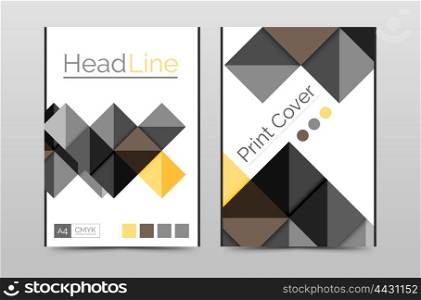 Geometric brochure front page, business annual report cover vector template, A4 size poster