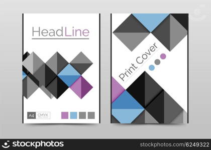 Geometric brochure front page, business annual report cover vector template, A4 size poster