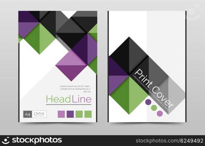 Geometric brochure front page, business annual report cover vector template, A4 size poster