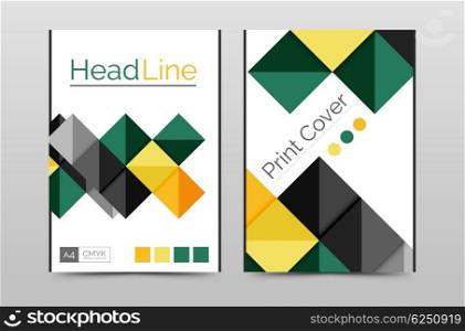 Geometric brochure front page, business annual report cover vector template, A4 size poster