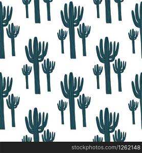 Geometric cacti wallpaper. Abstract cactus seamless pattern on white background. Design for fabric, textile print, wrapping paper. Creative vector illustration.. Geometric cacti wallpaper. Abstract cactus seamless pattern on white background.
