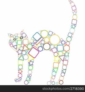 geometric cat, abstract art illustration