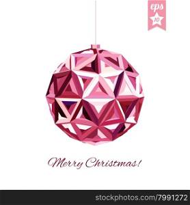 Geometric christmas ball. Abstract poster, space for your text.