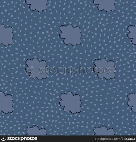 Geometric cloudy texture wallpaper. Hand drawn cloud sky seamless pattern on dots background. Design for fabric, textile print, wrapping paper, childish textiles. Doodle vector illustration.. Geometric cloudy texture wallpaper. Hand drawn cloud sky seamless pattern on dots background.