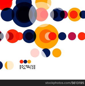 Geometric colorful circles background on white with copyspace