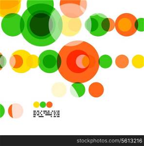 Geometric colorful circles background on white with copyspace