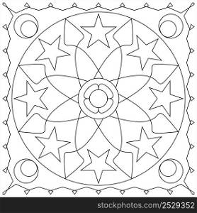 Geometric Coloring Page, Geometric Shape Outline, Geometry, Activity Sheet Vector Art Illustration