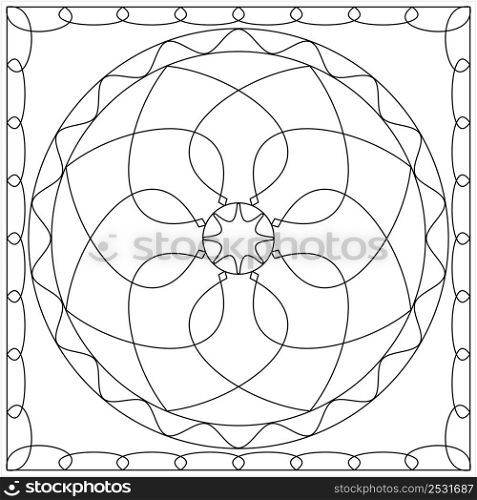 Geometric Coloring Page, Geometric Shape Outline, Geometry, Activity Sheet Vector Art Illustration