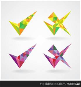 geometric confirm and rejected icons.vector illustration &#xA;