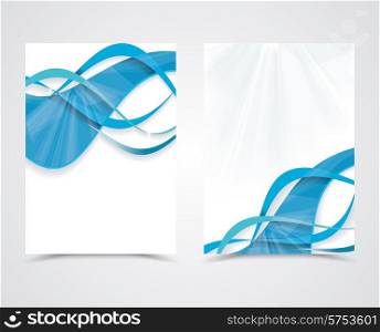 Geometric design vector business banners with blue waves