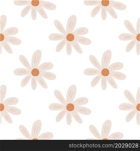 Geometric ditsy flowers seamless pattern isolated on white background. Pretty botanical backdrop. Simple chamomile print. Floral ornament.Design for fabric , textile print, surface, wrapping, cover.. Geometric ditsy flowers seamless pattern isolated on white background. Pretty botanical backdrop. Simple chamomile print.