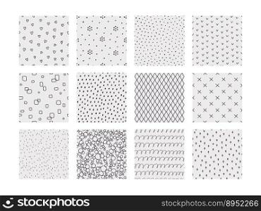 Geometric doodle patterns hand drawn seamless vector image