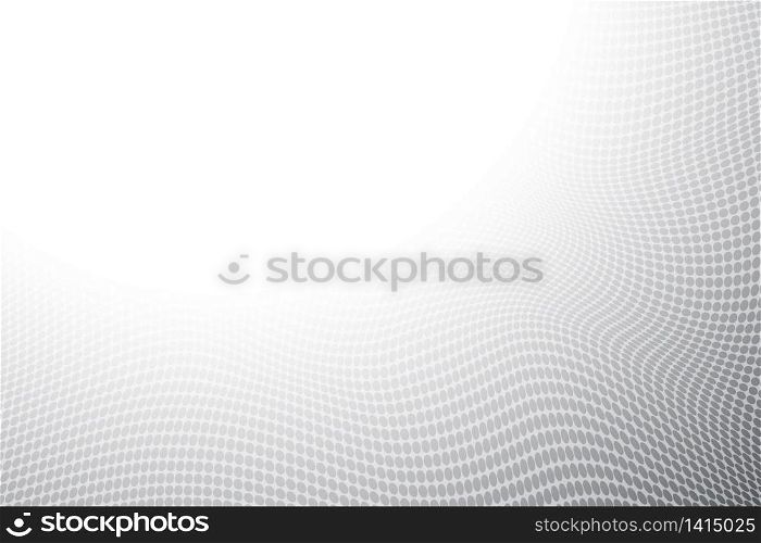Geometric dot mesh gradient Background. vector illustration.Gray white color background with mesh of dots or circles. Halftone Dot radial pattern.Vector can be used cover design, book, poster,website