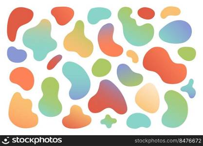 Geometric elements set with different abstract amoeba objects, vector illustration