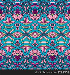 Geometric ethnic print abstract decorative vector seamless ornamental pattern playful design. Vector seamless pattern ethnic tribal geometry psychedelic colorful fabric print