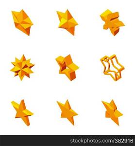 Geometric figure star icons set. Cartoon illustration of 9 geometric figure star vector icons for web. Geometric figure star icons set, cartoon style