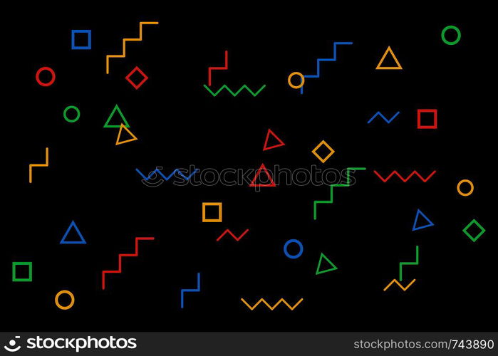 Geometric figures on gradient background. Colorful circles and lines. Flat design. Minimalistic design. Poster or banner. Vector illustration