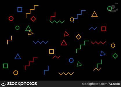 Geometric figures on gradient background. Colorful circles and lines. Flat design. Minimalistic design. Poster or banner. Vector illustration