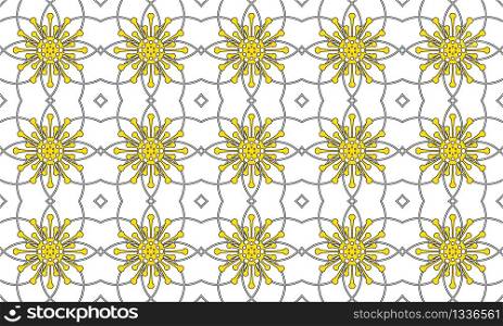Geometric Floral seamless pattern, flower background. Outline flowers vector illustration