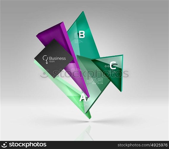 Geometric glass triangles abstract background. Geometric glass triangles abstract background. Vector template background for workflow layout, diagram, number options or web design