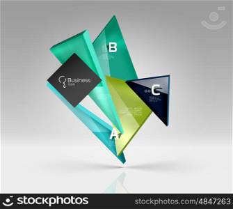 Geometric glass triangles abstract background. Vector template background for workflow layout, diagram, number options or web design